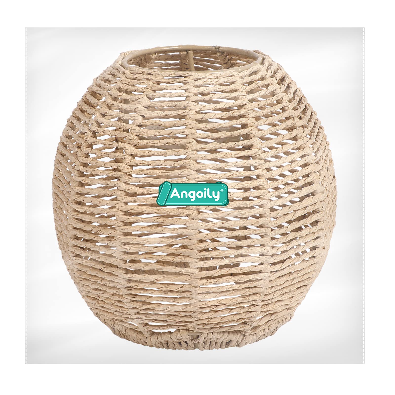 Angoily 2 pezzi paralume in tessuto retrò rattan tessuto cesto soffitto lampada a sospensione copertura vintage lampadario paralume per sala da pranzo soggiorno 15 x 15 cm