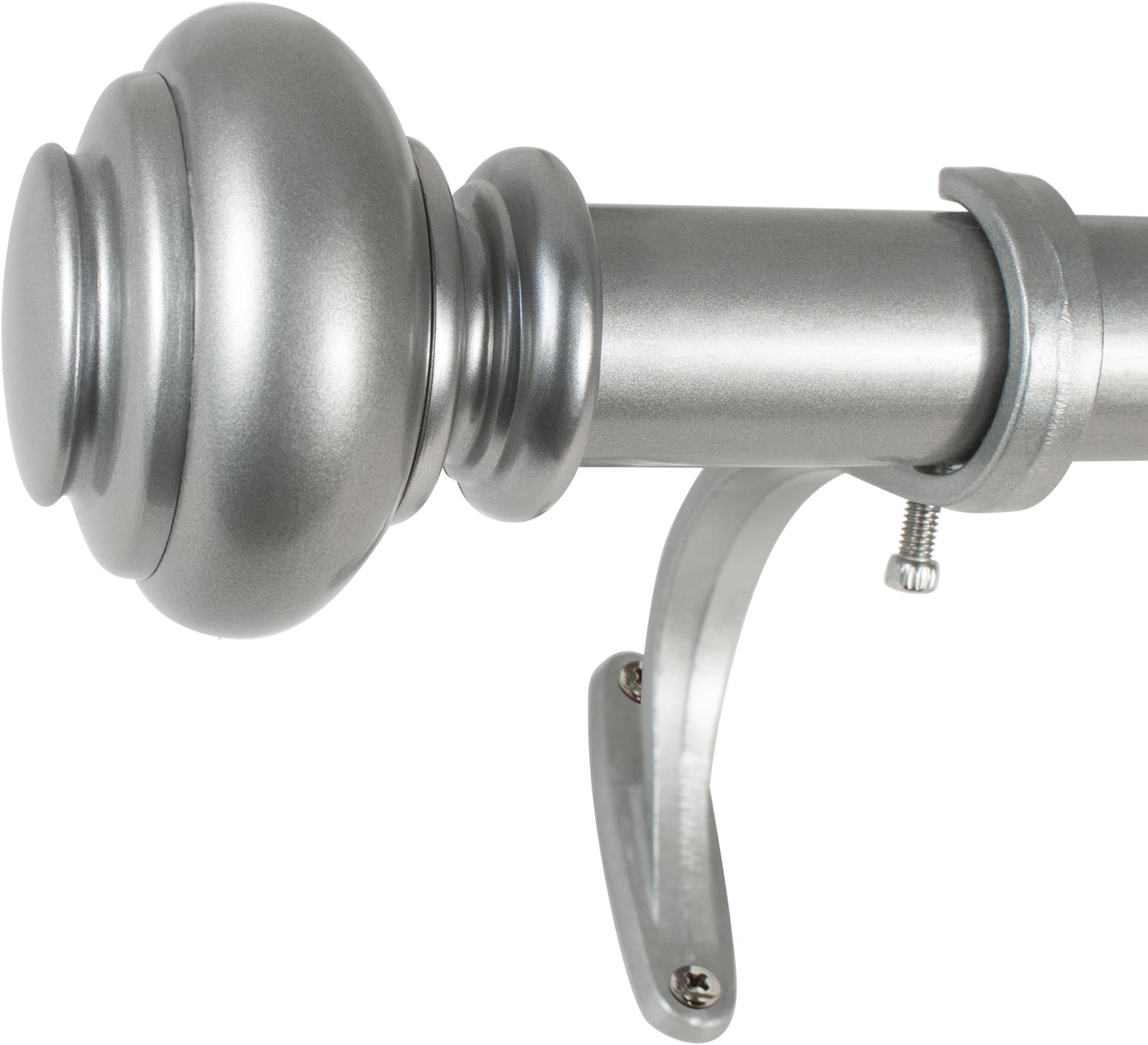 Decopolitan 1-Inch Urn Single Window Treatment Rod Set, 72 to 144-Inch, Antique Silver