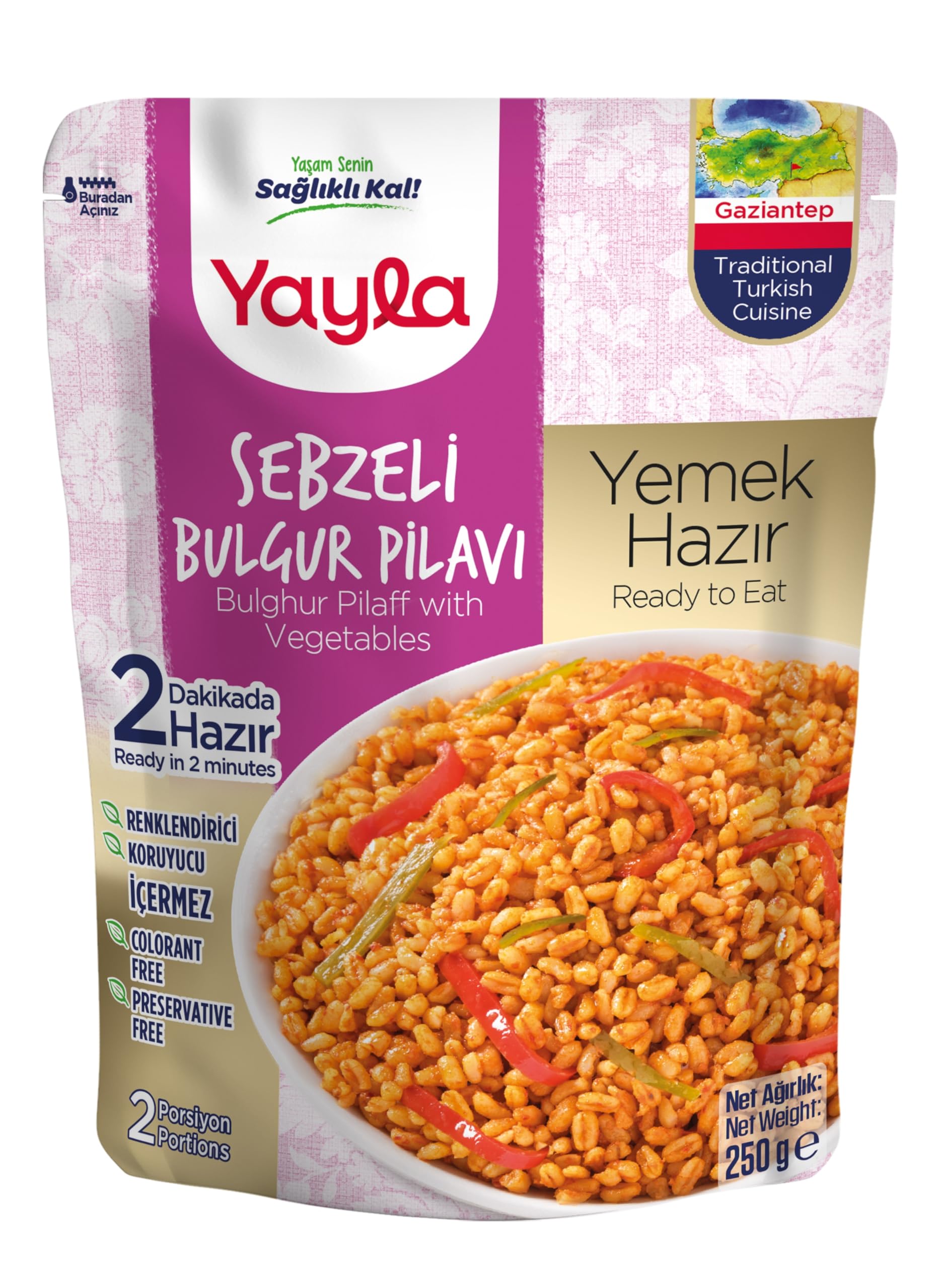 Yayla Sebzeli Bulgur Pilavı 250 Gr Tekli Paket