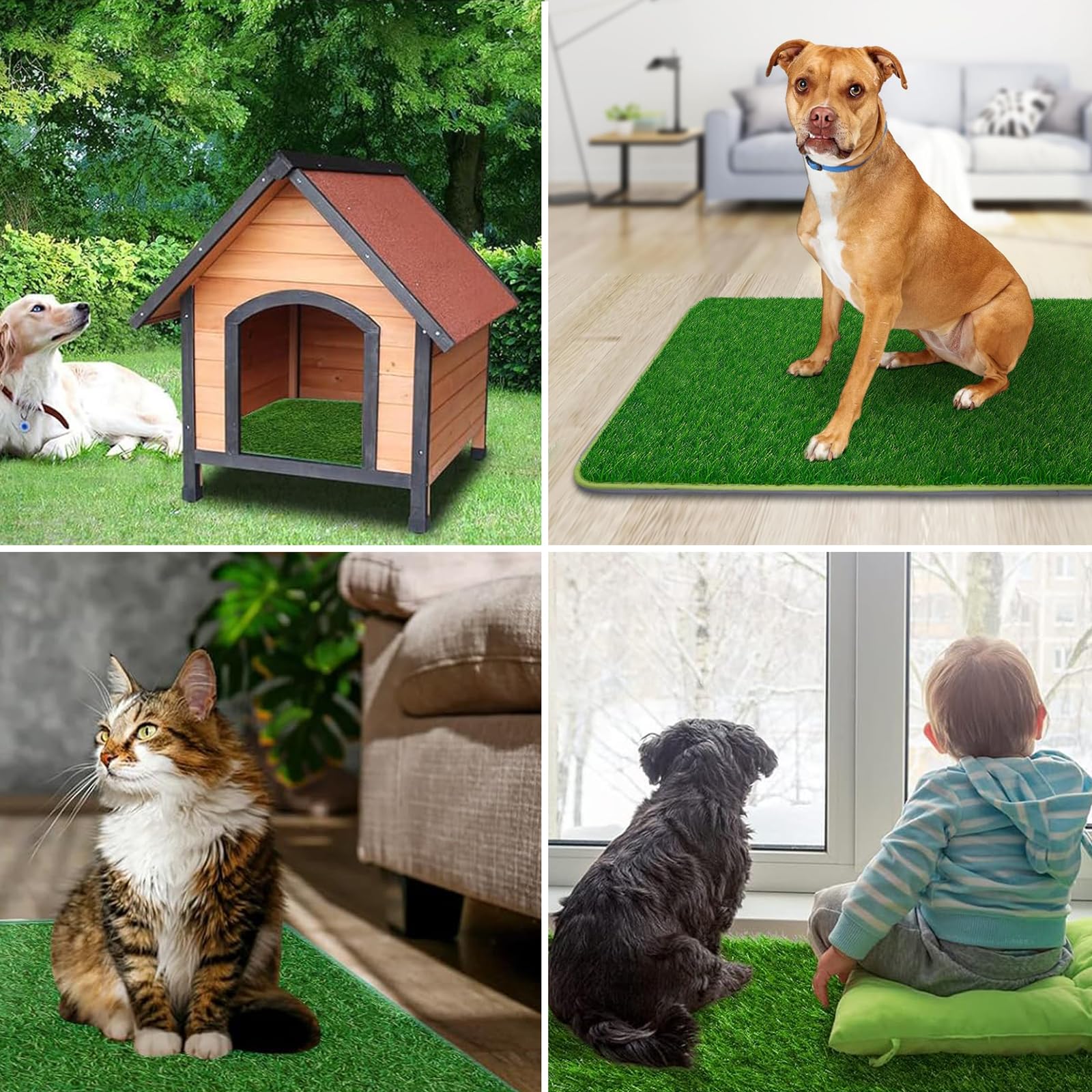 2 piezas de césped artificial para perros, balcón, inodoro para perros, lavable, alfombra de césped, alfombrilla de lluvia para cachorros, almohadilla de entrenamiento para perros pequeños (58,5 x 46