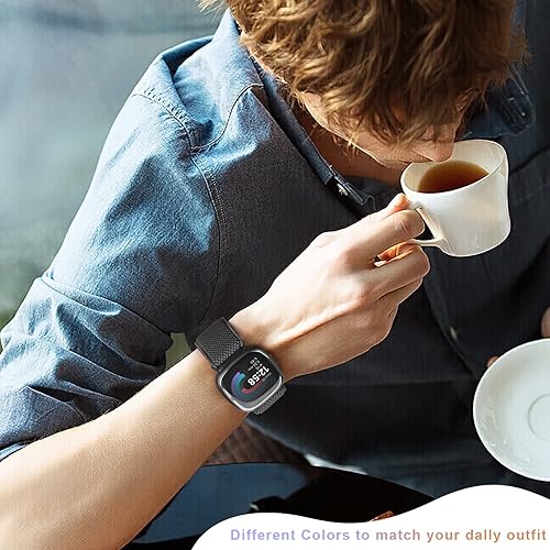 Miniatura 7 de Bcuckood Compatible con Fitbit Versa 4Versa 3Fitbit Sense 2Sense Band para mujeres y hombres, paquete de 5 correas de repuesto de nailon elástico