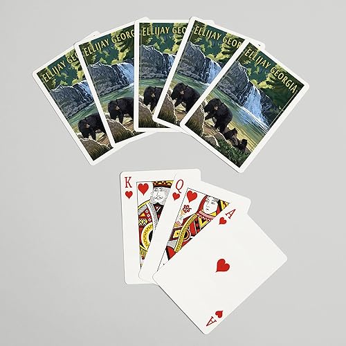 Miniatura 7 de Lantern Press Ellijay, Georgia, Bear Family and Waterfall (52 cartas de juego, baraja de cartas de tamaño póquer con comodines)