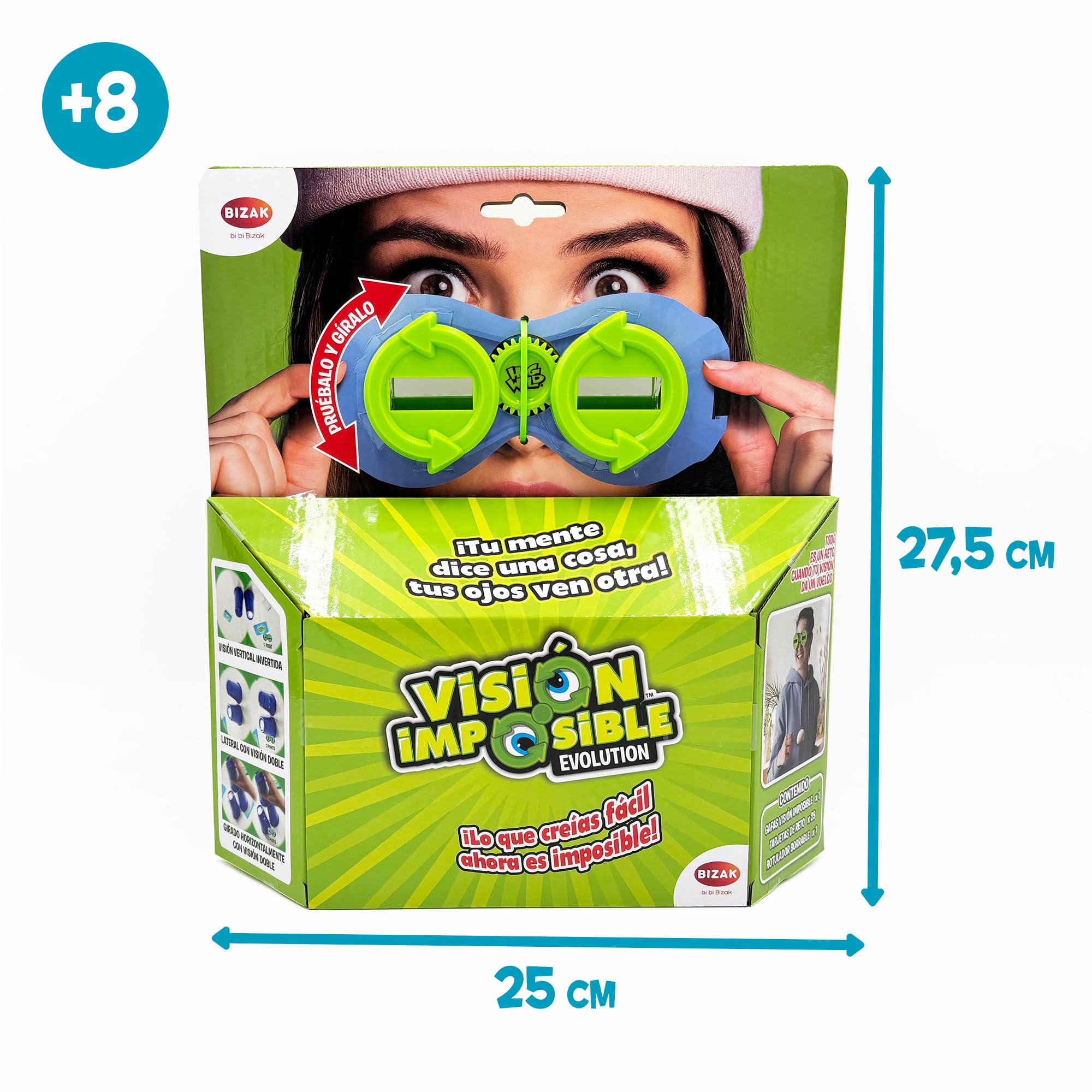Bizak Visión Imposible Evolution, Juego de desafíos y retos visiuales para Adolescentes con Gafas giratorias y 3 Modos de visión: Invertida, Doble Lateral y Doble girada (63200100)