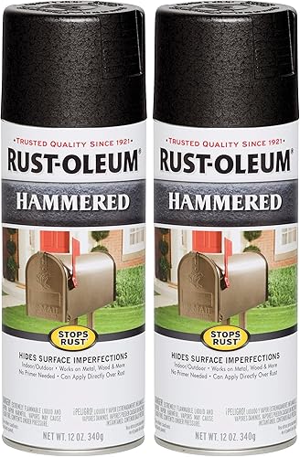 Miniatura 5 de Rust-Oleum 7215830A3 7215830  Paquete de 3 pinturas en aerosol con efecto martillado para prevención del óxido, 12 oz (340 g), color negro, paquete