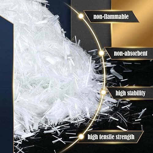 Miniatura 3 de Marsui Fibra de vidrio de 10 lb 3/4 '' (0.748 in) para mezcla de mortero de cemento de hormigón, refuerzo anti filtraciones antigrietas fibras