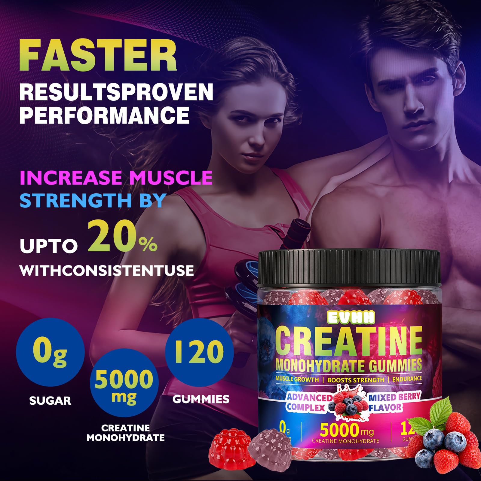 Creatine Monohydrate Gummies 5000mg, Mixed Berry, 120 Count — Amazon image 5