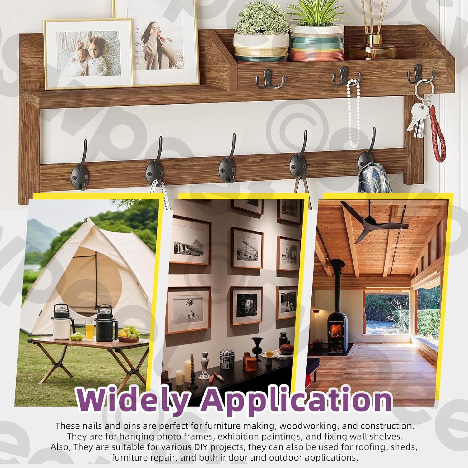 Swpeet 50Pcs 6.5 x 76mm Galvanized Thread Twist Nail Kit, Concrete Wall Nail 304 Stainless Steel Nail Cement Nail Galvanized Solid Nail Steel Nail for Woodworking