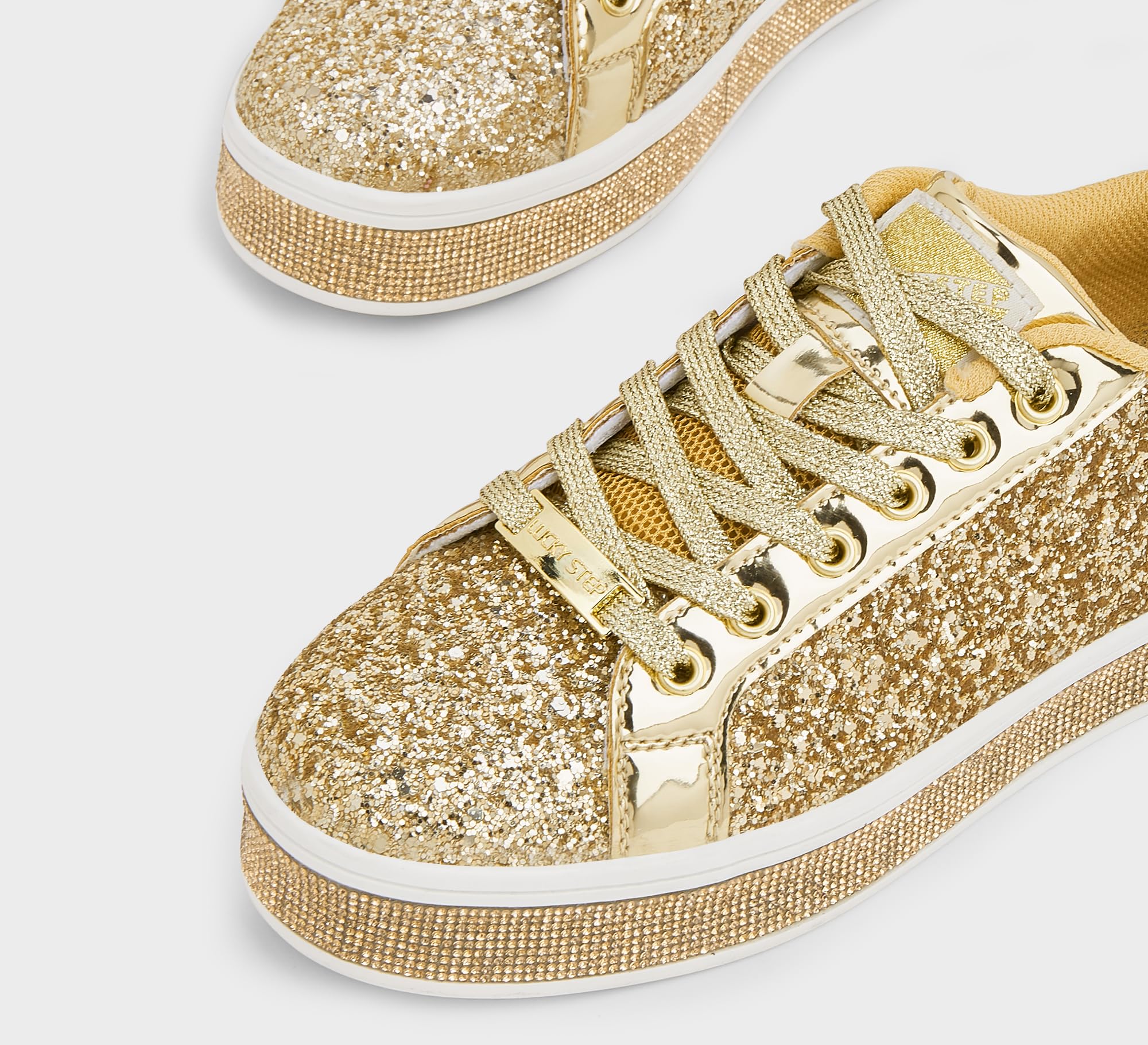 LUCKY STEP Scarpe da Ginnastica con Plateau Glitter per Donna per Matrimonio e Passeggio