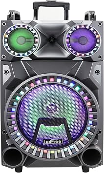 beFree Sound Rechargeable 12 Inch Bluetooth Portable Party Speaker with Party Lights, FM Radio and USB/TF Inputs