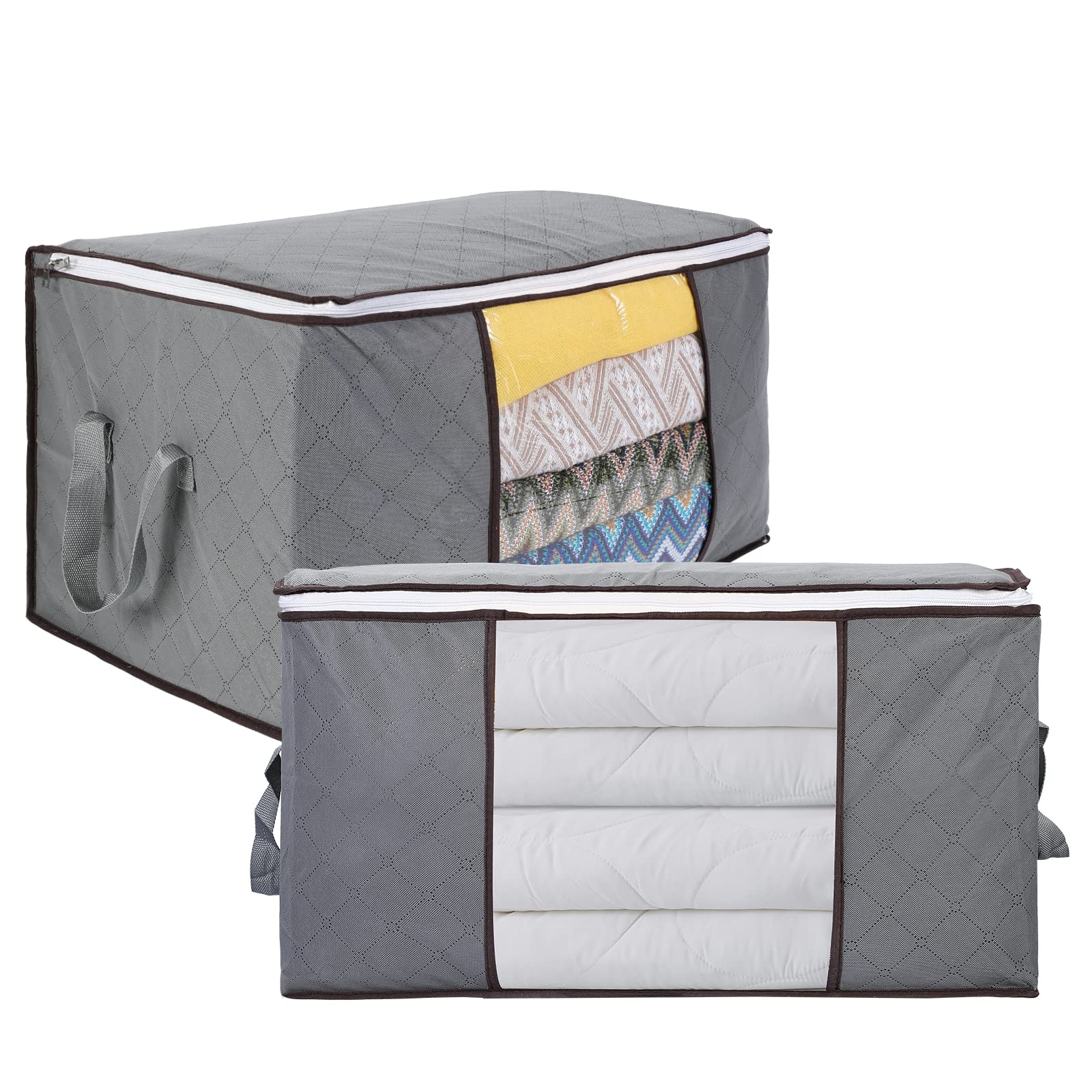 4 Scatole Porta Abiti Da Armadio 90L - Contenitori Pieghevoli Con Manico Rinforzato E Cerniera Bidirezionale, 60x43x35 Cm, In Tessuto Traspirante, Nero