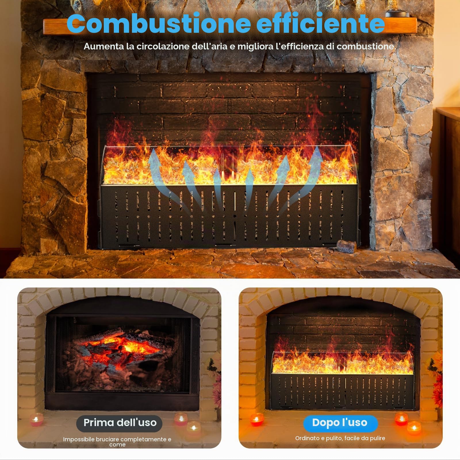 Cestino a pellet per stufa e bruciatori, 48 x 20 x 17 cm, 5 kg, compatibile stufa a legna o camino