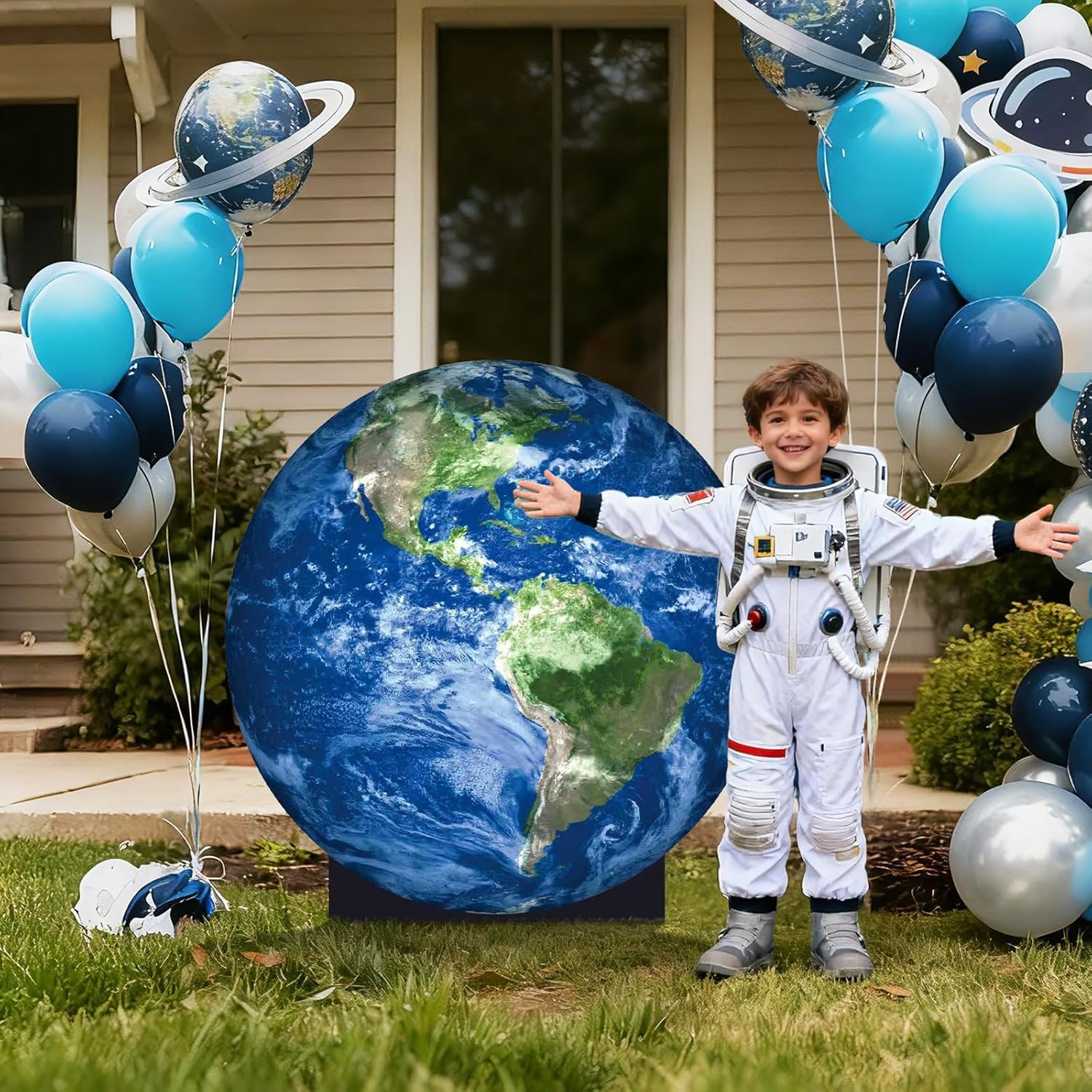 3.28 ft Earth Cardboard Cutout Life-Size Stand-Up, Space Birthday Party Decoration, Large Planet Photo Booth Prop Backdrop Arch for Space Themed Party Supplies, Birthday, Earth Day Celebrations