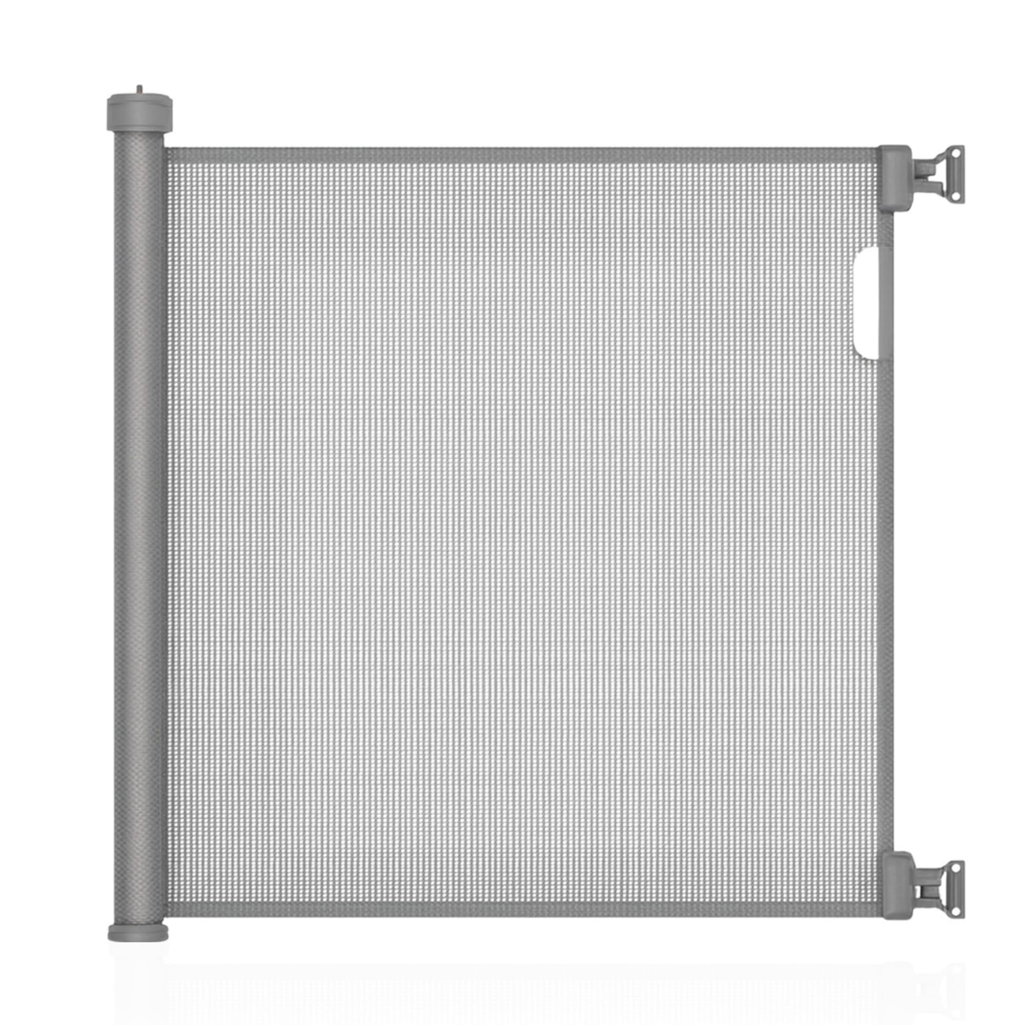 MeeruWorks Retractable Stair Gate for Baby, Extendable Mesh Baby Gate & Dog Gate, 79cm Tall 148cm Wide Child Safety Gate for Doorways, Stairs, Hallways, Indoor/Outdoor Use (Grey)
