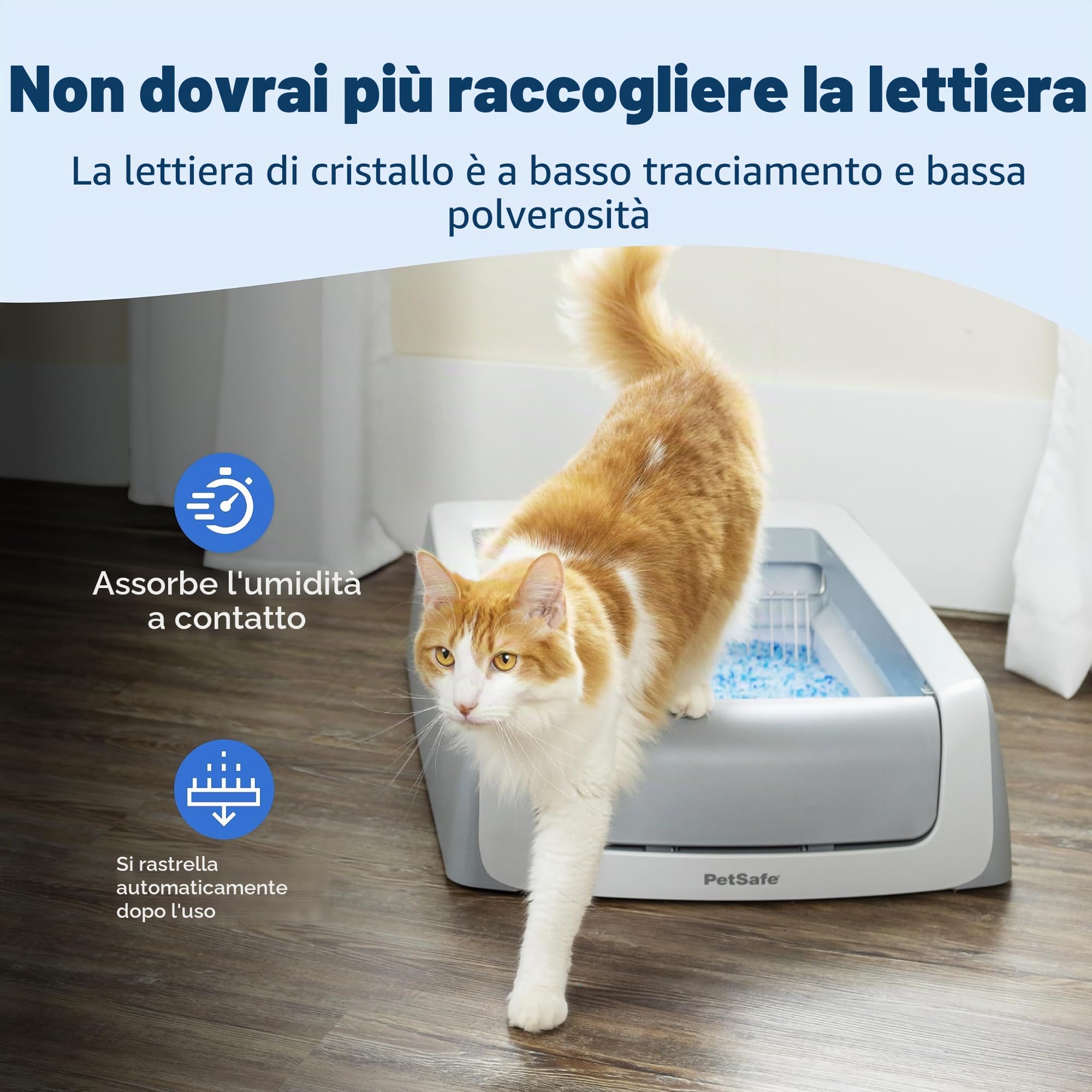 PetSafe ScoopFree Crystal Pro Legacy, lettiera automatica autopulente per gatti, con sensore di movimento scoperto, con contatore sanitario integrato, include 1 lettiera in cristallo usa e getta