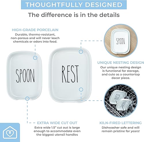 Miniatura 3 de Heartland Home Juego de salero y pimentero de cerámica y juego de cuchara de anidación de porcelana