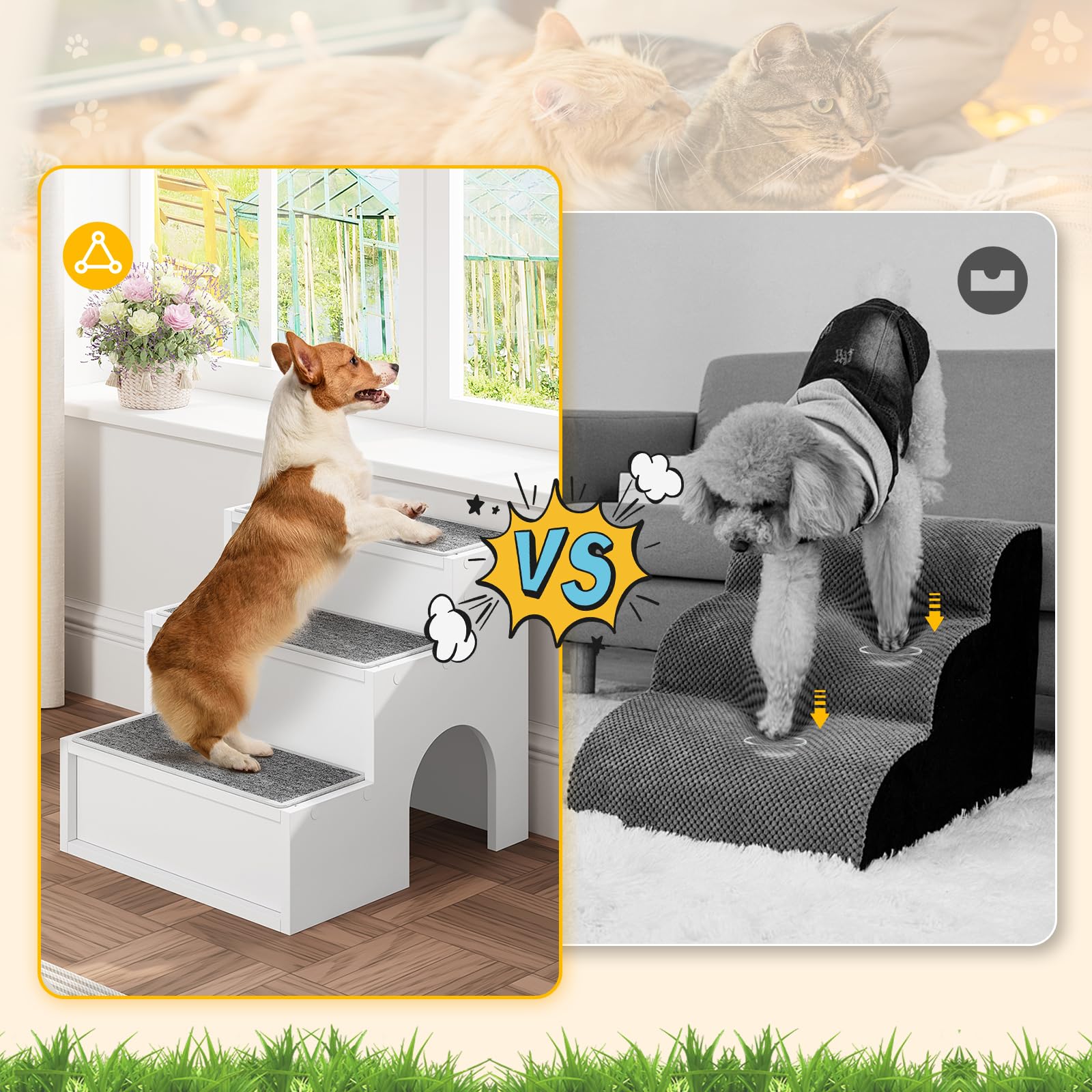 Zerbuger Hundetreppe / Rampe – 3 Oder 4 Stufen, Bis 63,5 Cm Höhe, Für Sofa, Bett & Auto