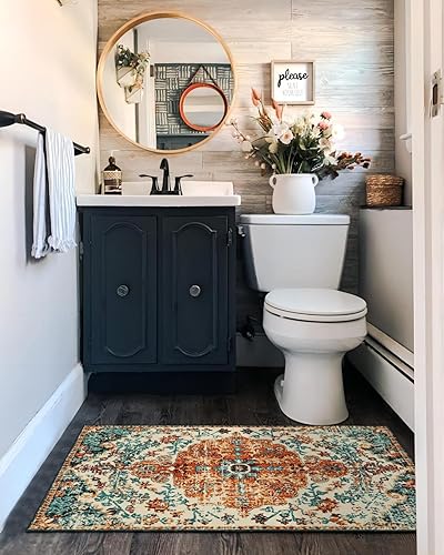 Miniatura 7 de Wonnitar Alfombra bohemia para baño, 2 x 4.3 pulgadas, alfombra bohemia de cocina, tapete lavable para cuarto de servicio, camino de entrada,