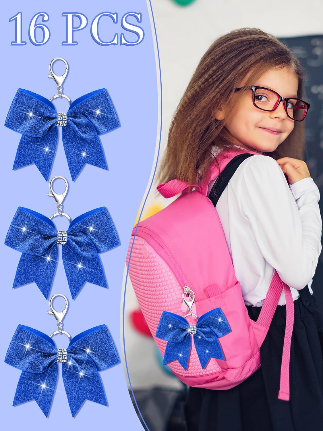 Tondiamo Cheer Bow Keychain Cheer Keychain with Rhinestones Cheerleader Keyrings for Teen Cheerleading Sports Accessory - Image 6