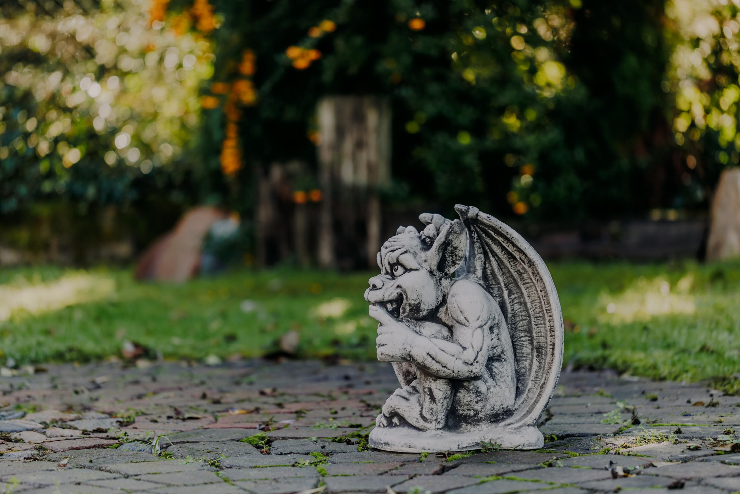 gartendekoparadies.de Grande Statue Amusante gargouille Le Fou Gardien en Pierre reconstituée, résistant au Gel