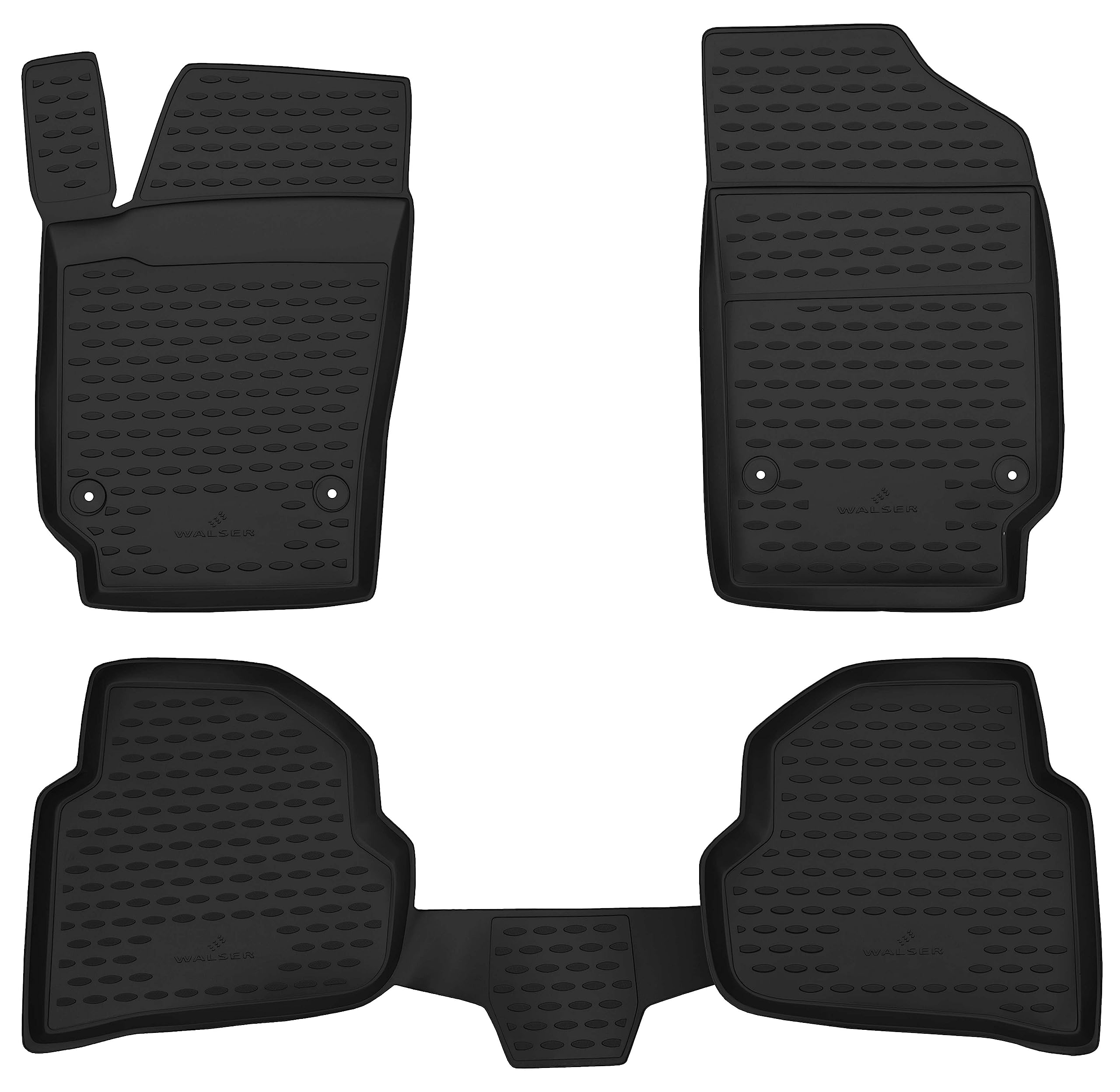 WALSER Tappetini in gomma per auto XTR su misura compatibile con VW Polo 4 (Polo IV) (9N) 2001 - 2014, Tappetini auto antiscivolo, protezione vano piedi