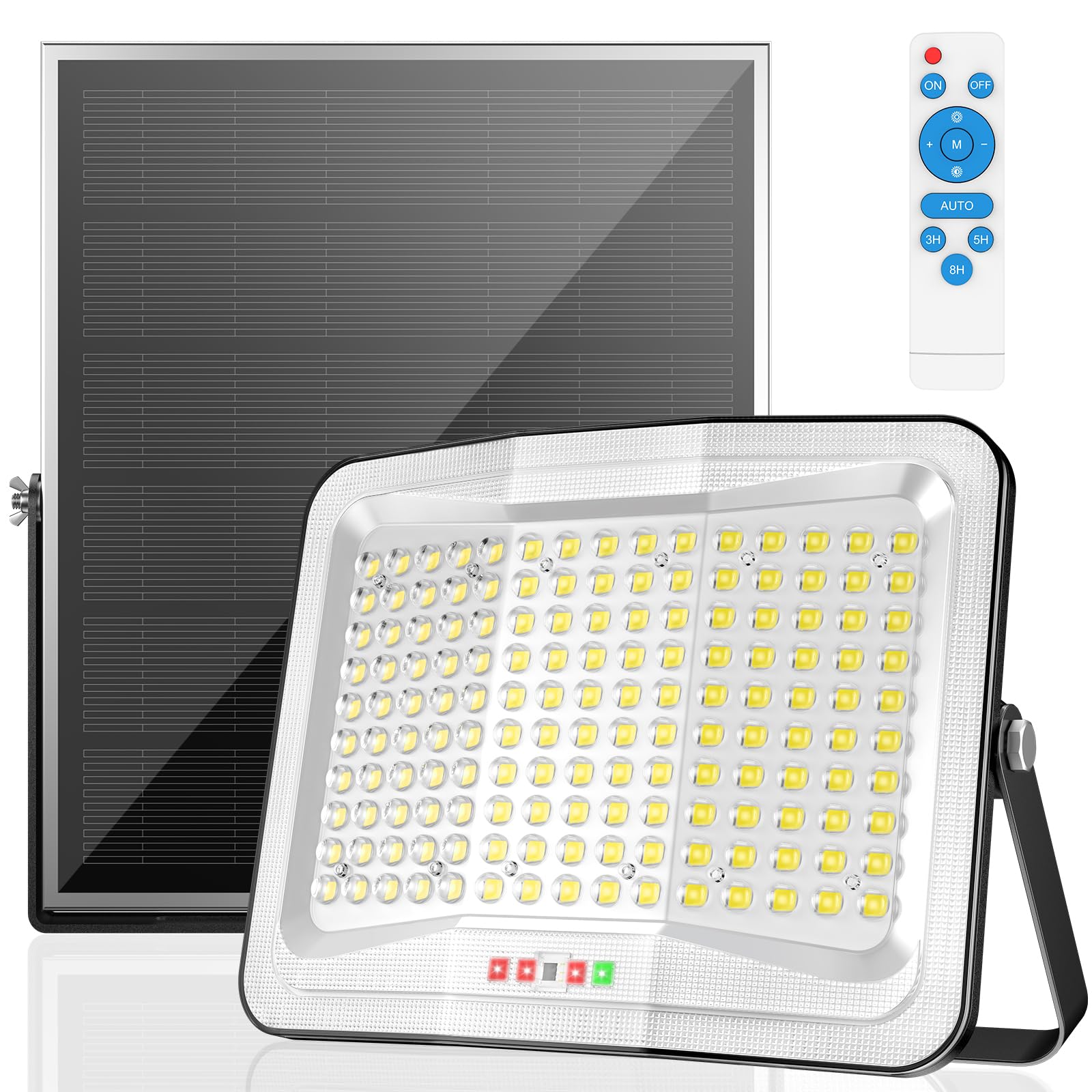 800W Solarlampen für Außen mit Bewegungsmelder, 4000LM Solar Strahler Außen mit Fernbedienung, Solarpanel 35 * 40 cm, IP65, 3 Modi 6500K Led Strahler mit Bewegungsmelder für Garten, Terrasse