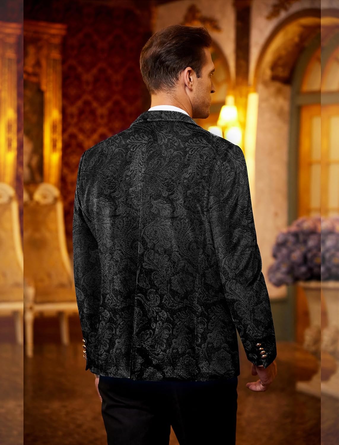 COOFANDY Men's Velvet Blazer One Button Velour Tuxedo Jacket Notched Lapel Suit Jackets with vest and pants  for Prom Wedding Party Dinner Size medium 3 pieces