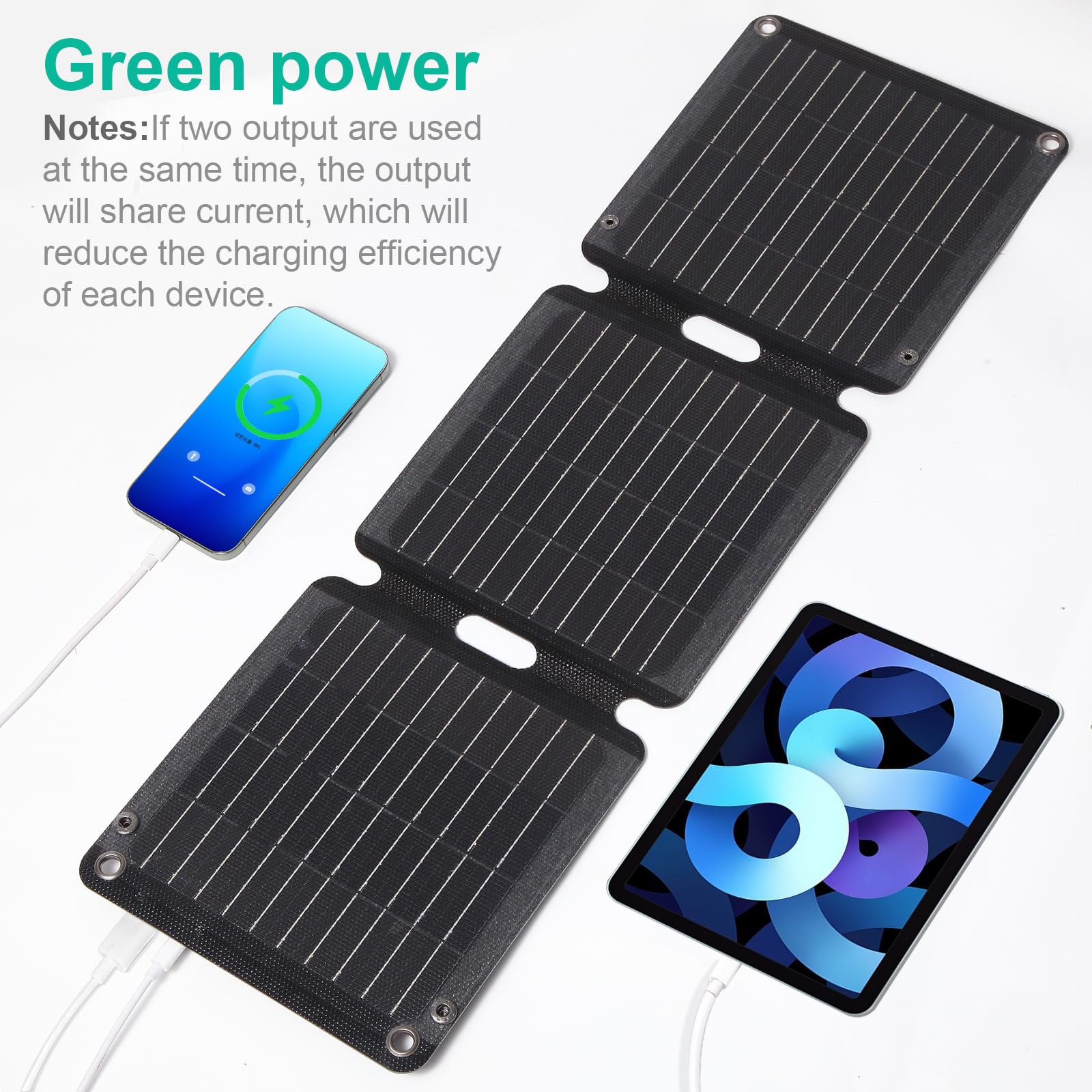 Bogseth 21W Solarpanel Faltbar Mit 2 USB Anschluss Wasserdichtes Tragbares Solarladegerät Für Handy,IPX4 Solar Panel Outdoor,Camping Solar Charger Für IPhone Smartphone Tablets Usw