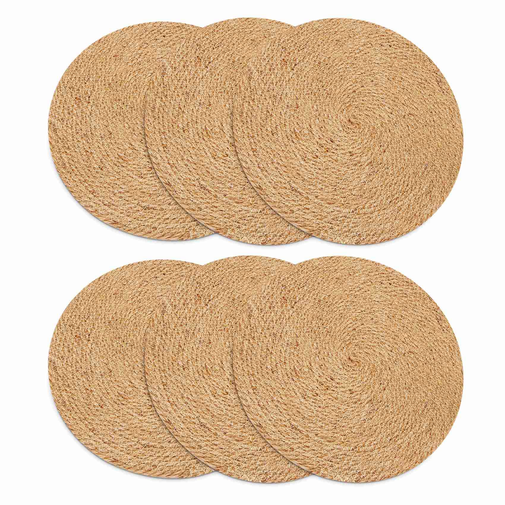 Runde Geflochtene Tischsets Set mit 6 Natur Handgefertigte 11,8 BestäNdige Dicke Hot Pads Matten
