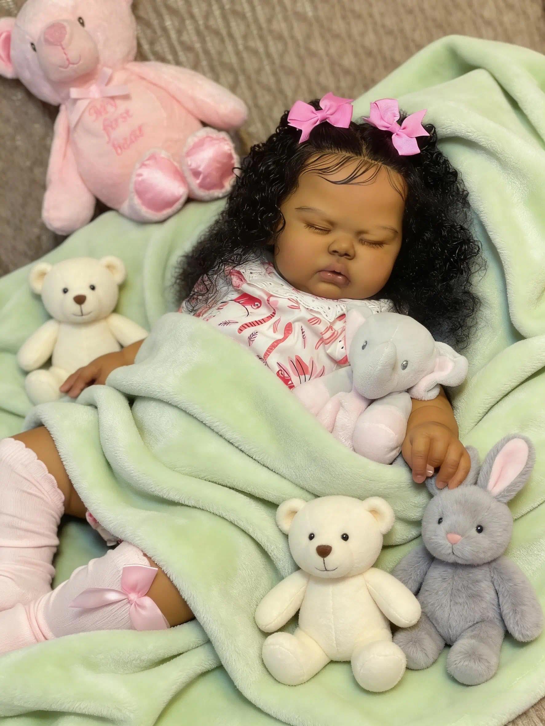 Zero pam Black Reborn Baby Dolls Girls 19 Inch African American Baby Doll, Vinyl Silicone Doll Cloth Body - Image 3