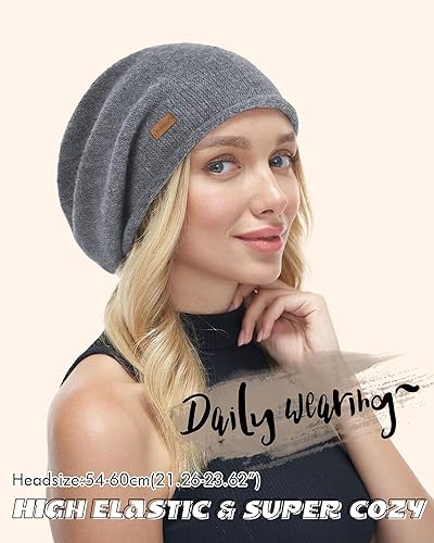 Miniatura 5 de FURTALK Gorros holgados de cachemira para mujer, sombreros de invierno suaves y cálidos, gorro de lana para mujer