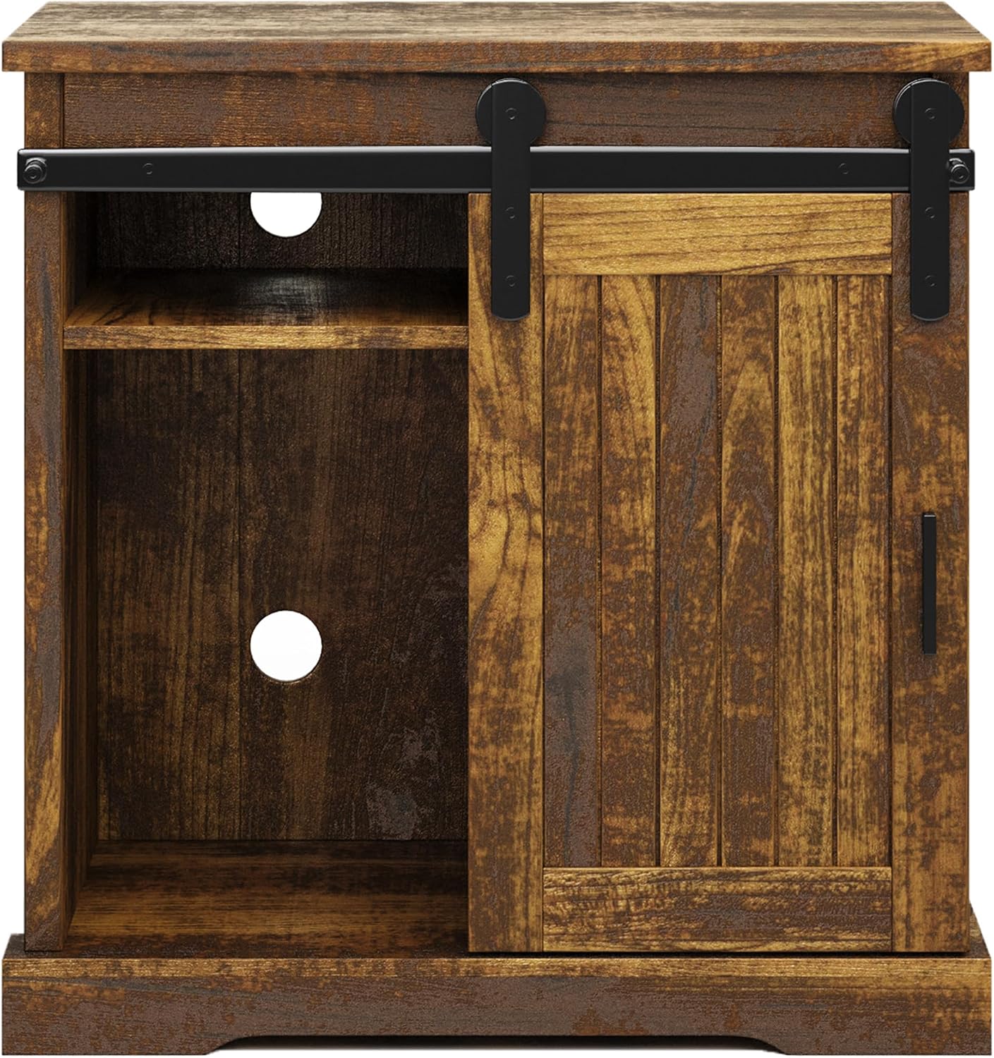 Lavish Home Tall TV Stand - Entertainment Center for up to 34-Inch TVs with Media Console Shelves and Sliding Barn Style Door (Brown Woodgrain)