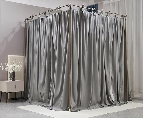 Miniatura 4 de AIOOO Cortina de princesa de 4 esquinas, toldo de cama de doble capa, acogedora mosquitera de malla y tela para niñas y adultos, decoración de