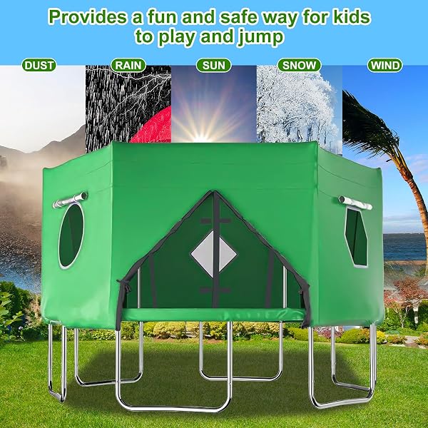 Gekufa Tente d'Extérieur pour Trampoline 427 cm, Housse de Protection Compatible avec Trampolines à 6 Barres Droites, Accessoire de Toit pour Protection Solaire et Vent - 5