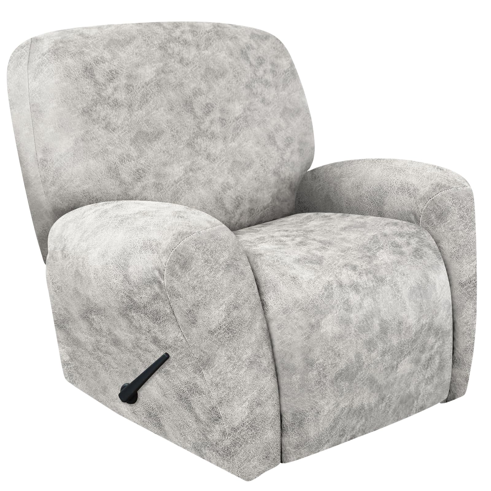 ANARACHON Recliner Chair Covers Leather Look, 4 Pieces Recliner Covers Non Slip, Soft Slipcovers for Large Recliners, Furniture Protector Washable for Pets (1 Seater, 03 Light Beige)
