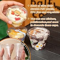 Vista 4 de Qinsihwn 100 Piezas Vasos de Plástico Desechables de 8 OZ con Tapas Planas, Vasos Transparentes de Porción con Tapas Planas, Recipientes de Plástico