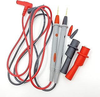 Multimeter Test Leads with Alligator Clips - Sharp Gold Plated Multimeter Leads - Needle Point Electrical Test Probe 20A 1000V Fits for Fluke and Most of Digital Multimeters