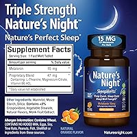 Vista 3 de Zero Brands Nature's Night Triple Strength Quick Dissolve Melatonin 15mg with Supportive Blend Natural Orange Flavor 90 Count Sugar Free