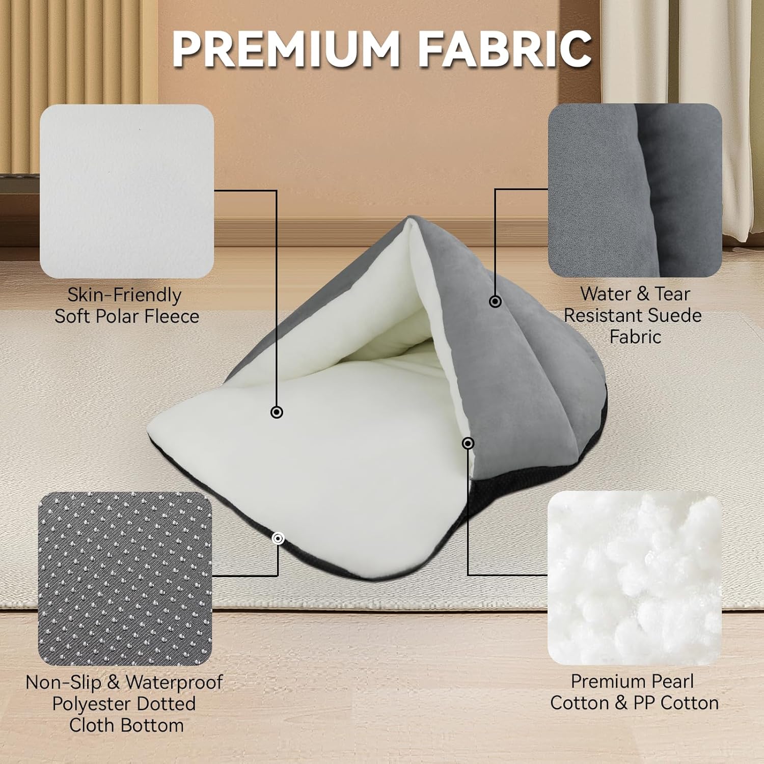 review Ultra Soft Polar Fleece Dog Bed - Washable Pet House Cave Bed for Small Medium Dog Cat Waterproof Surface Bottom 28 x 27 Inches Dog Bed Cat Bed Gray