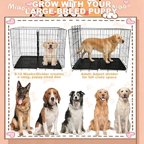 Miniatura 4 de Panel divisor de jaula para perros, incluye 2 paneles de metal, 4 varillas de conexión y 4 espaciadores, divisor de metal ajustable para perreras