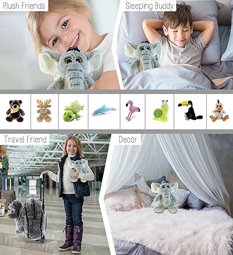 Miniatura 4 de DolliBu - Elefante de peluche  Elefante gris abrazable de piel suave, adorable peluche de elefante de zoológico, lindo regalo de safari de vida