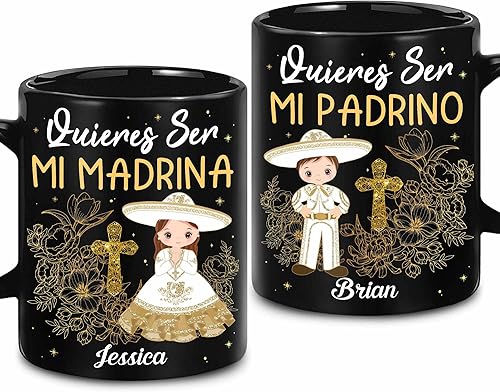 Miniatura 8 de WHIDOBE Juego de tazas de propuesta de padrinos personalizados, Juego de tazas personalizadas Padrino De Bautizo, Bautizo Recuerdos Juego De 2