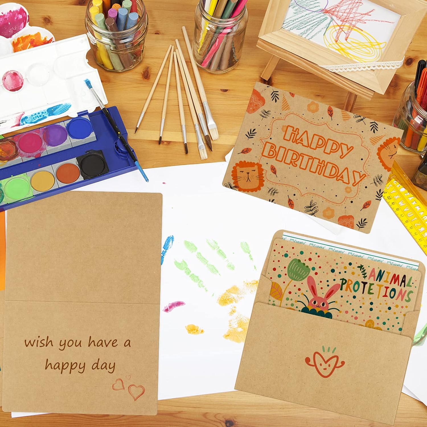 Eupako Brown Blank Cards with A7 Envelopes 100 Pack, 5x7" Heavyweight Folded Cardstock and 5.25x7.25" Envelopes Self Seal for Greeting Cards, Invitations, Wedding, Baby Shower, Birthday