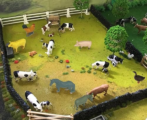 Miniatura 5 de Higherbros Juego de figuras de animales de granja, juguetes de animales de campo, decoración de jardín para niños, 10 piezas, figuras de animales