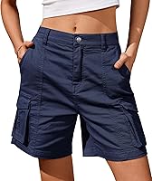 IVIR Women's Bermuda Cargo Shorts Knee Length: 6 Pockets, Elastic Waist, Breathable Cotton-Spandex Summer Casual