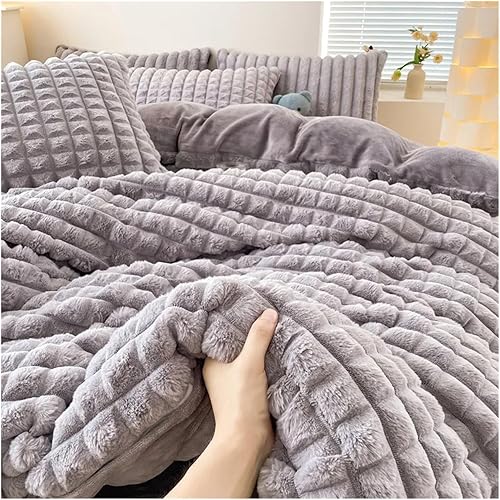 Miniatura 6 de Cama, Invierno Felpa Ropa de Cama de Felpa Cálida Funda de Edredón Juego de Sábanas con Funda de Almohada 4pcs Doble Edredón Juego de Funda