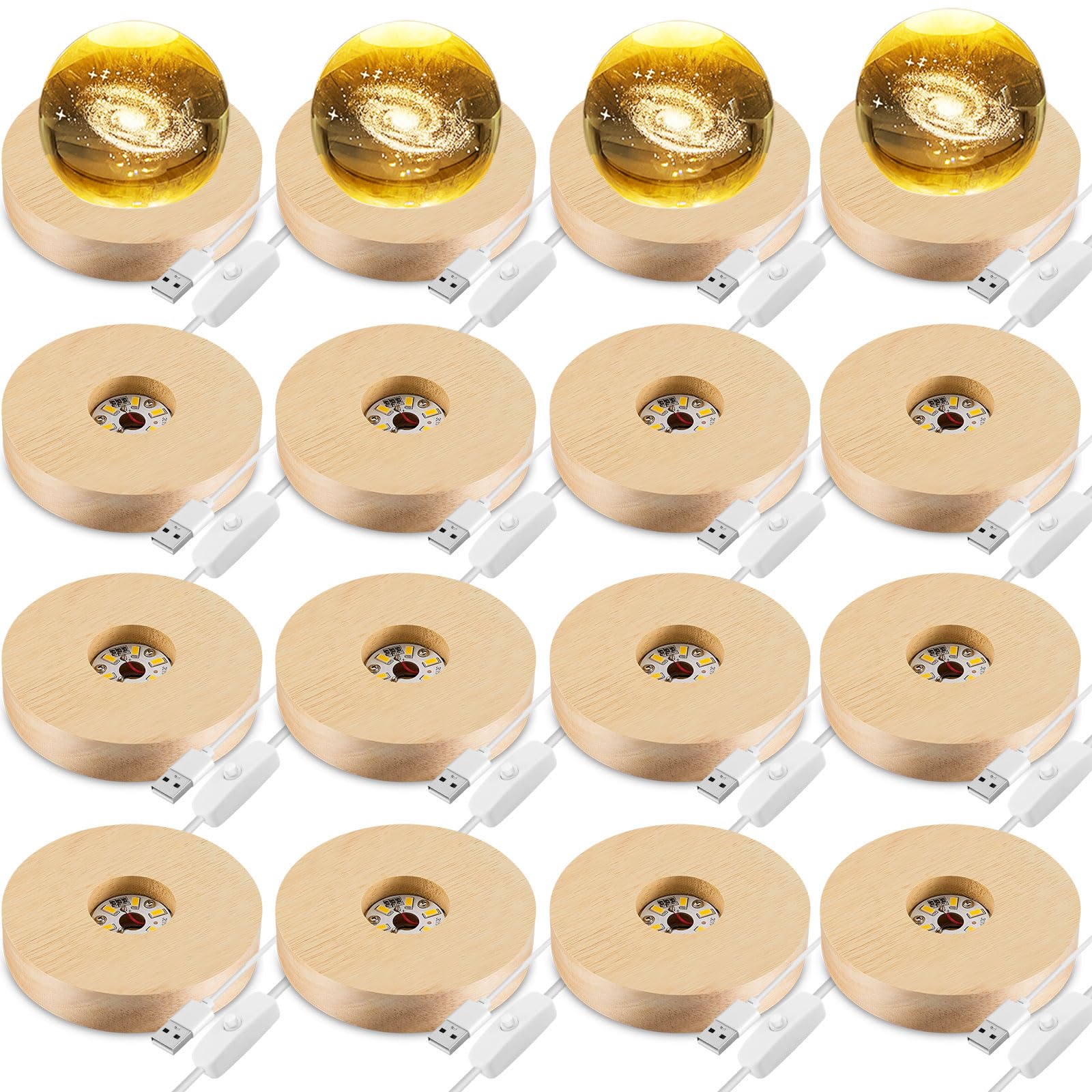 Base lumineuse pour art du verre 3D Honoson support bois LED résine et lumière