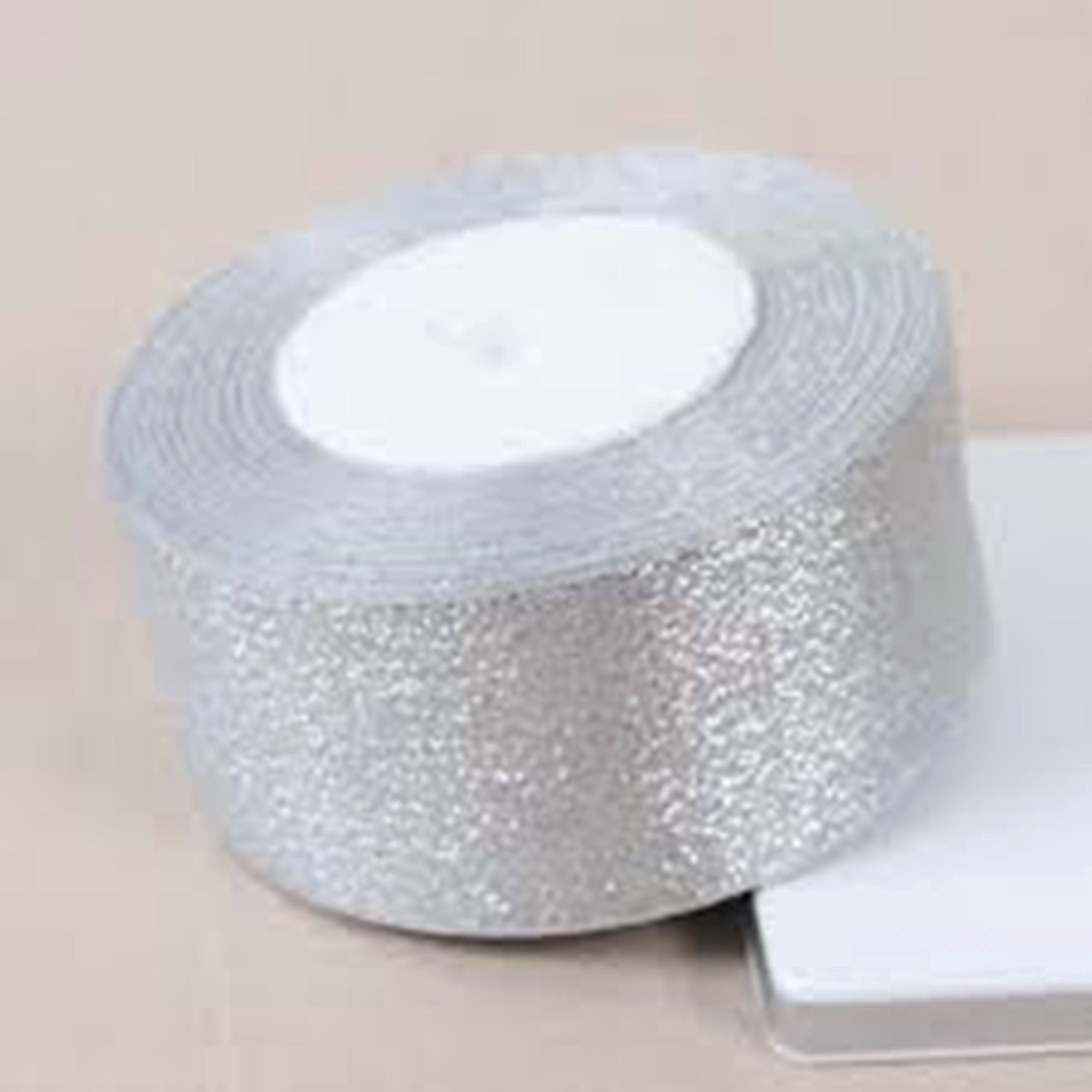 Gcs Silver Metallic Organza Ribbon 38Mm (1.5 Inch) 22 Mtrs Ribbon For Gifts Wrap Sew Party, Decorations Events Dress Wedding Christmas Crafts, Bows Car Balloons Diy, Bouquets, Cake (Silver)