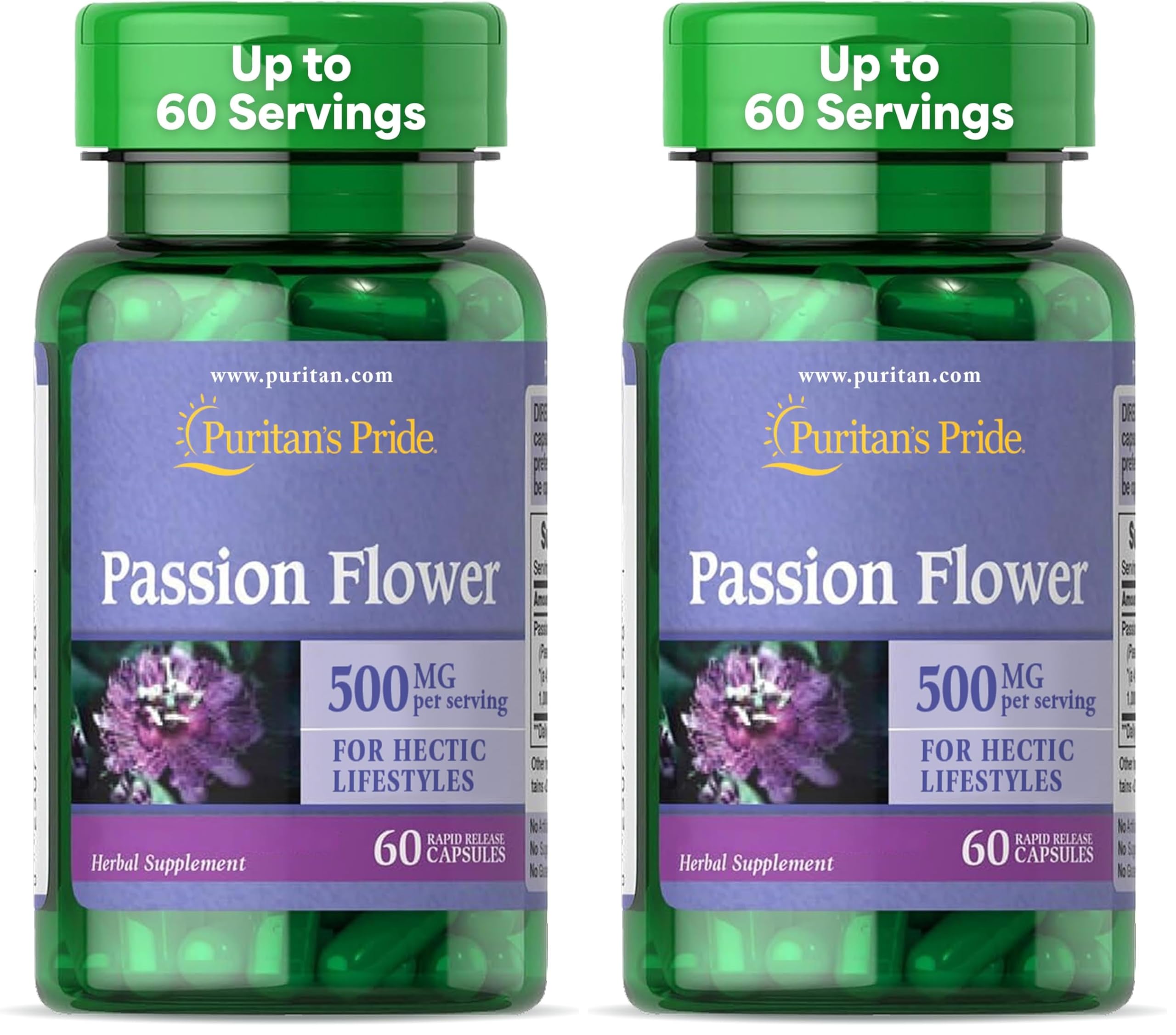 Puritan's Pride Passion Flower 1000 Mg, 60 Count (Pack of 2)