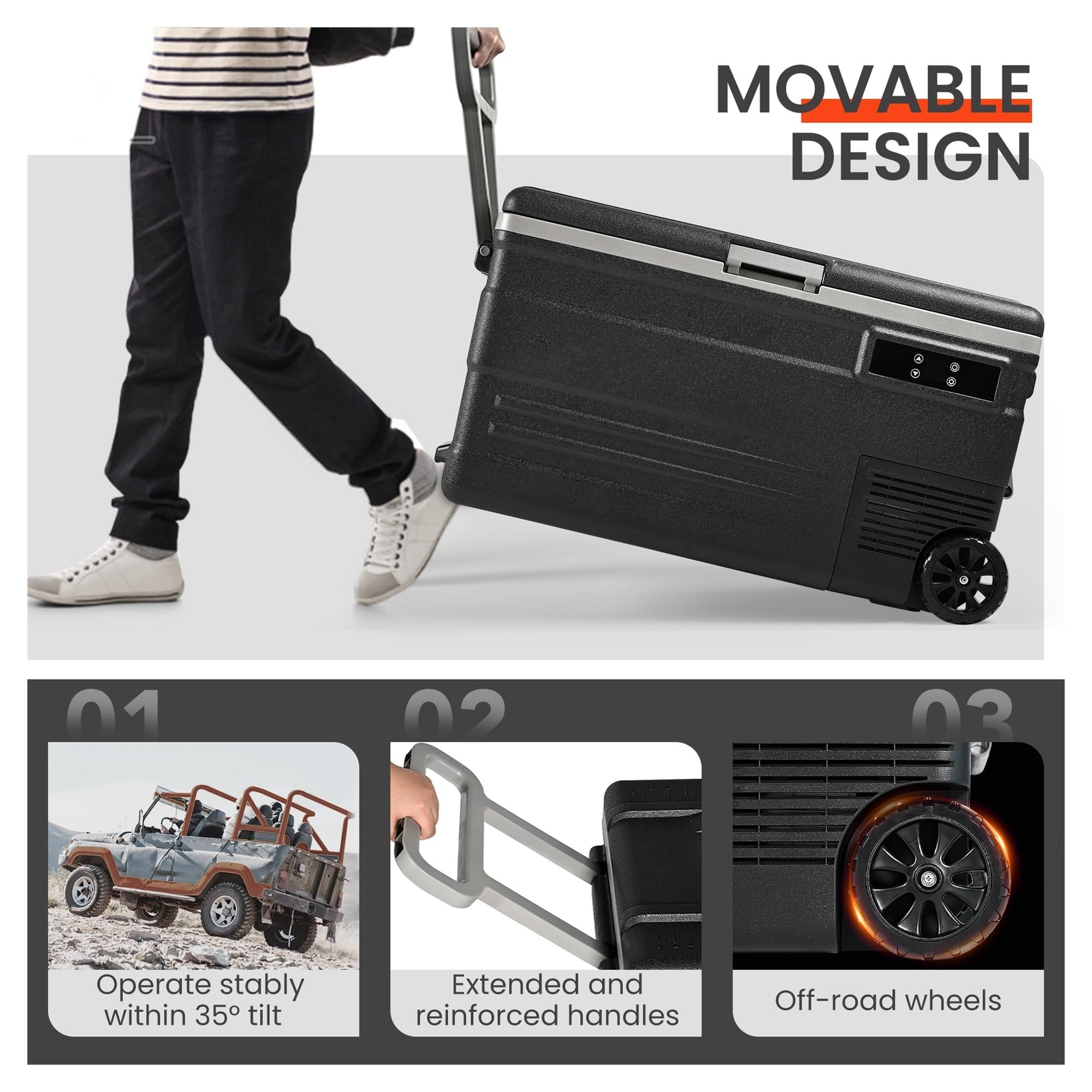 Refrigerador portátil for Coche de 75 litros con compresor, congelador y Nevera, Ideal for Camping, Pesca, Viajes, Camiones y navegación.