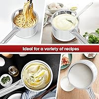 Vista 7 de SUNHOUSE Sartén de acero inoxidable de 1.5 cuartos de galón con tapa, sin PFOA, sartén de acero inoxidable, base de inducción de unión de impacto